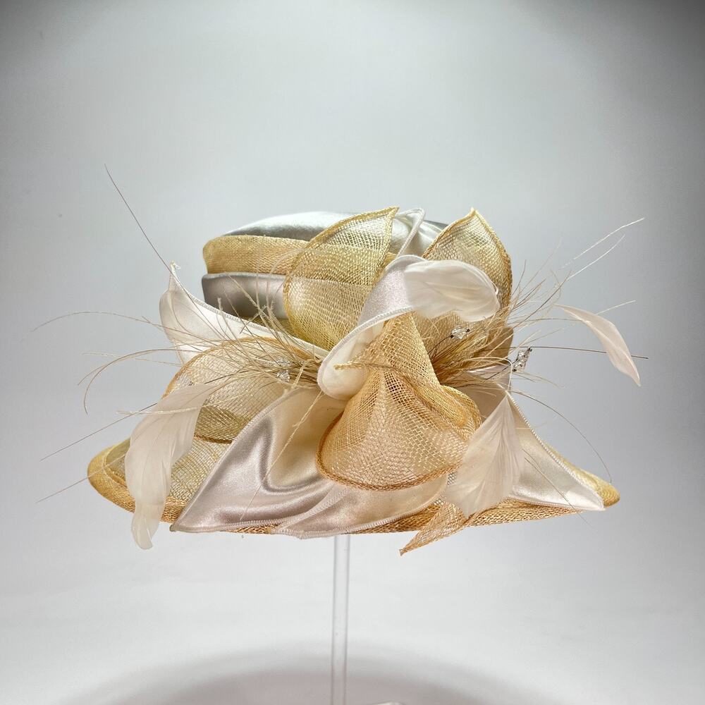 Something Special Kentucky Derby Gold Fascinator Sinamay Straw Dress Hat Women's